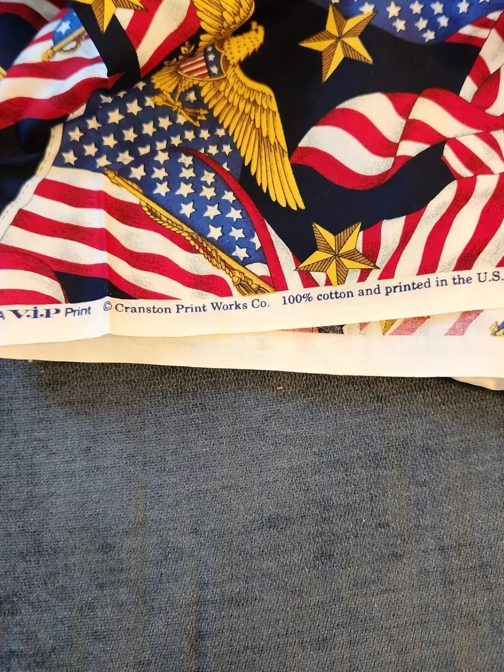 Cranston Vintage Patriotic American Flag Eagle Cotton Fabric - Red, White & Blue